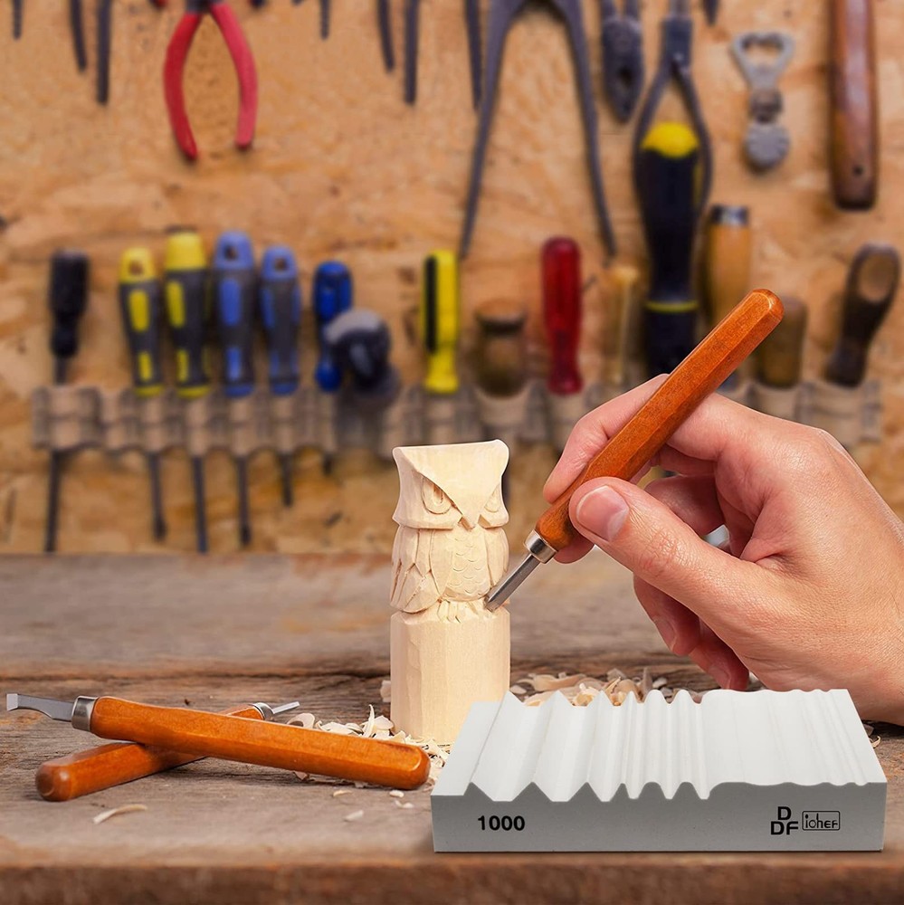 Wood Carving Sharpener 1000 Grit Whetstone with Grooves for Chisels Gouges