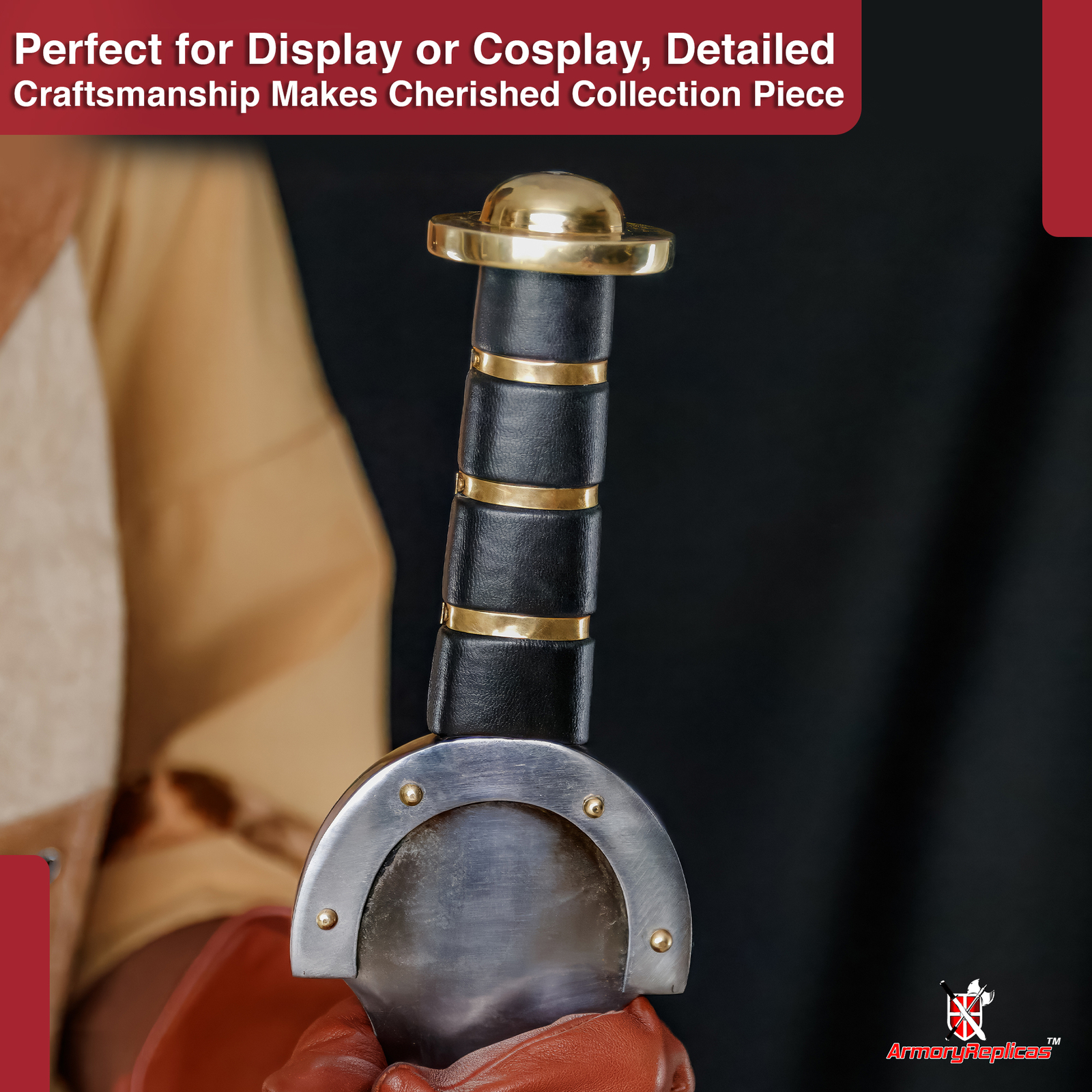 Hand Forged High Carbon Steel Sword Celtic Leaf Blade w/ Leather Sheath