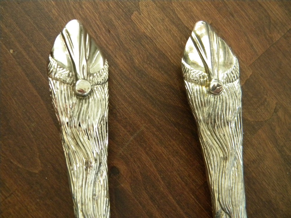 Vintage Christmas Santa Heavy Large Fork and Spoon Silverplate Set