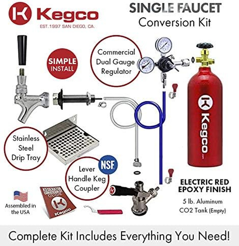 Deluxe 1-Tap Door Mount Kegerator Conversion Kit with 5 Lb. CO2 Tank