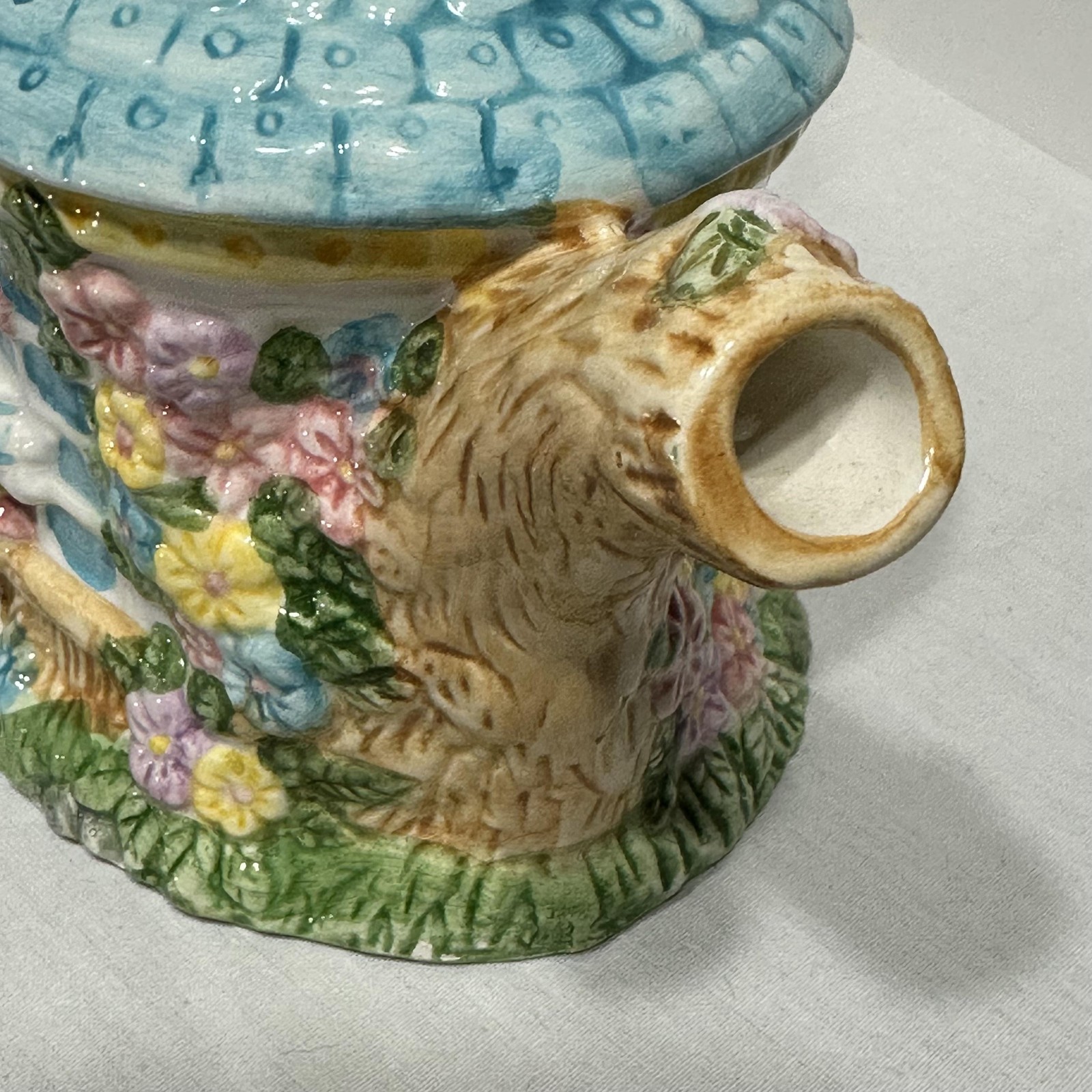 Vintage Mercuries Bunny Cottage House Teapot Ceramic Easter Floral Pastel 1994