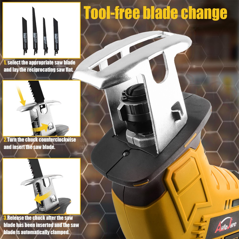Brushless Cordless Reciprocating Saw for Dewalt 20V Max Variable Speed Tool Only
