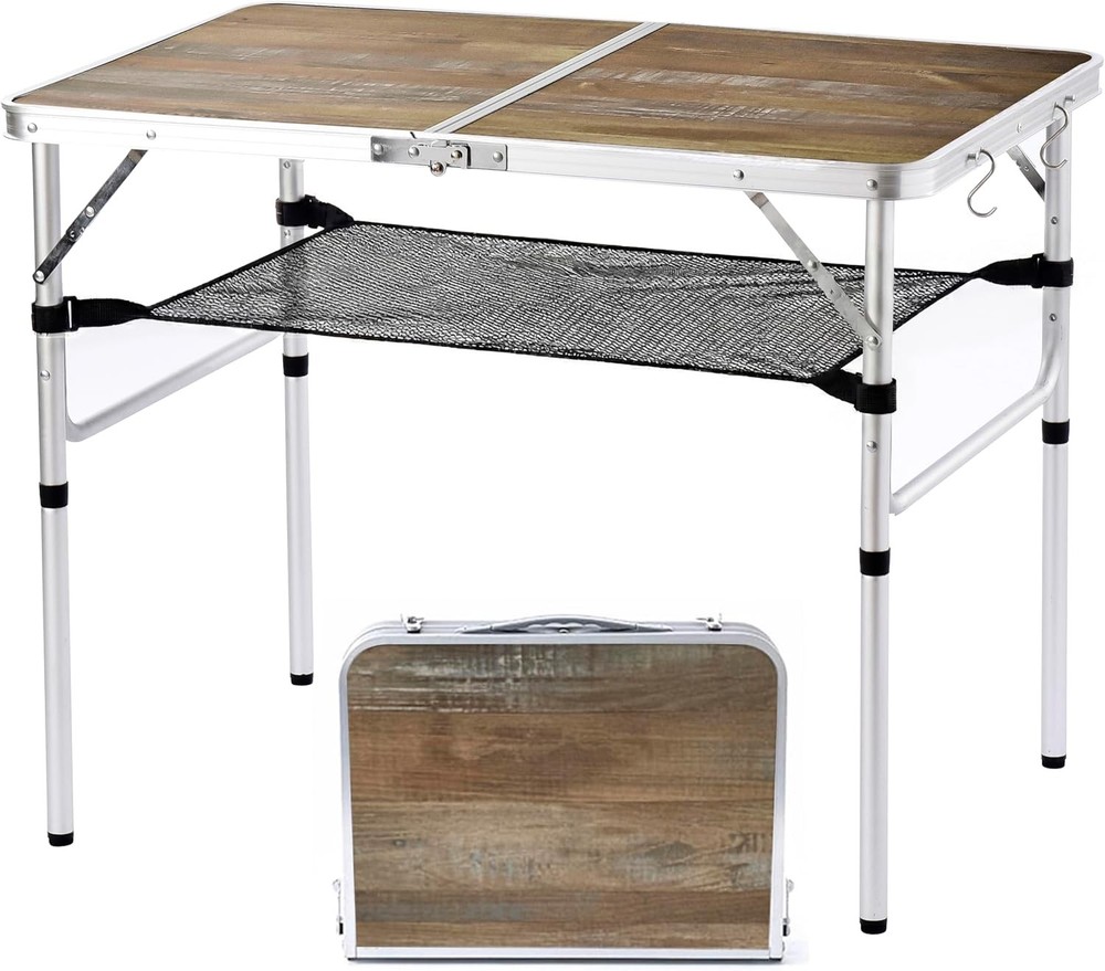 Small Folding Table Portable 24''Lx16''W Camping Table W/ Adjustable Height
