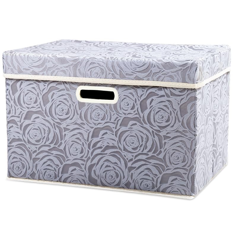 Collapsible Storage Boxes with Lids Fabric Decorative Storage Bins Cubes Orga...