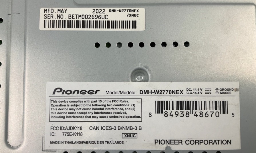 PIONEER 6.8" DIGITAL MULTIMEDIA RECEIVER | DMH-W2770NEX | NO WIRING HARNESS