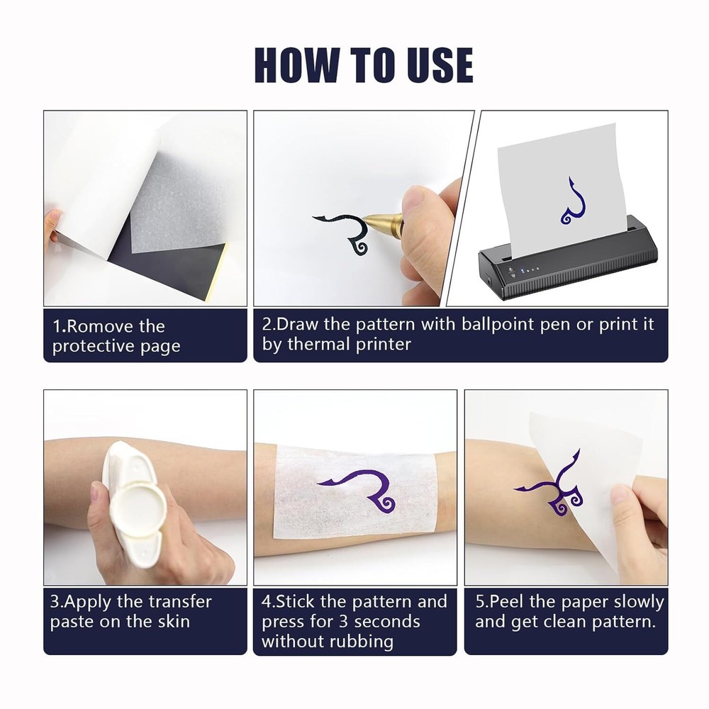 Tattoo Transfer Paper - 100 Sheets Stencil for A4 SIZE