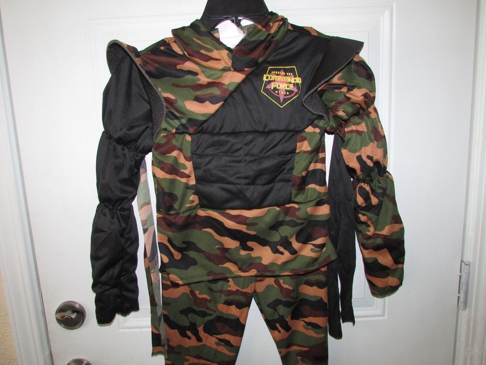 COMMANDO FORCE NINJA CAMMO SPECIAL OPS COSTUME sz Medium 8-9 NEW