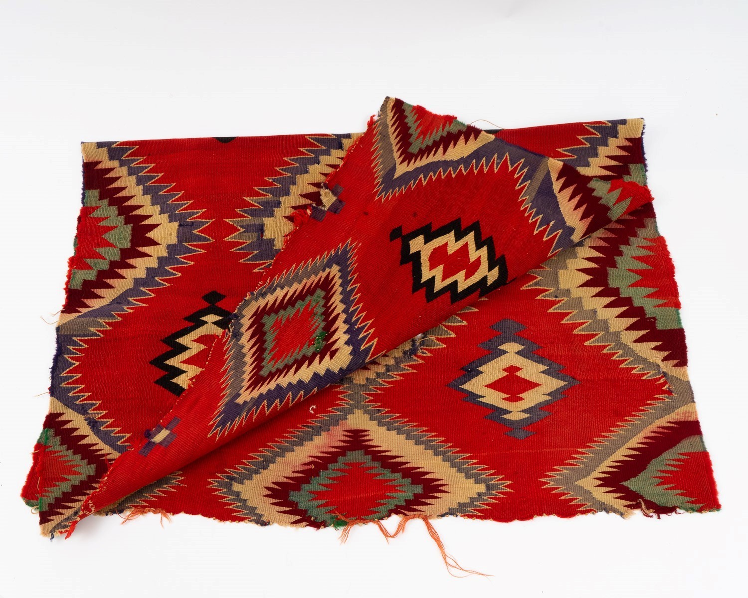 Beautiful Antique Navajo Germantown Panel Saddle Child's Blanket Rug 50" x 36.5