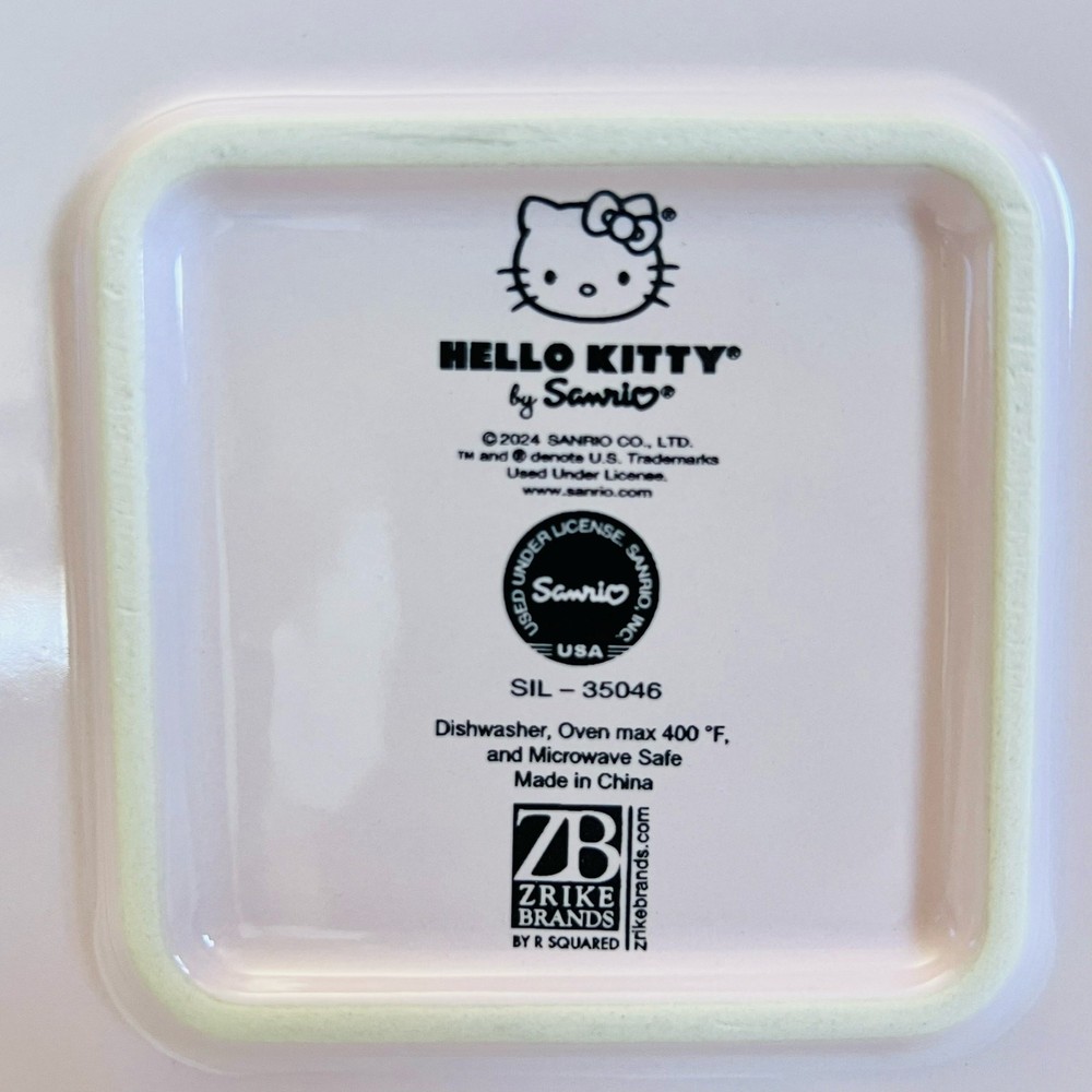 Hello Kitty Square Baking Pan 9" Christmas Ice Skates Ceramic Casserole Bakeware