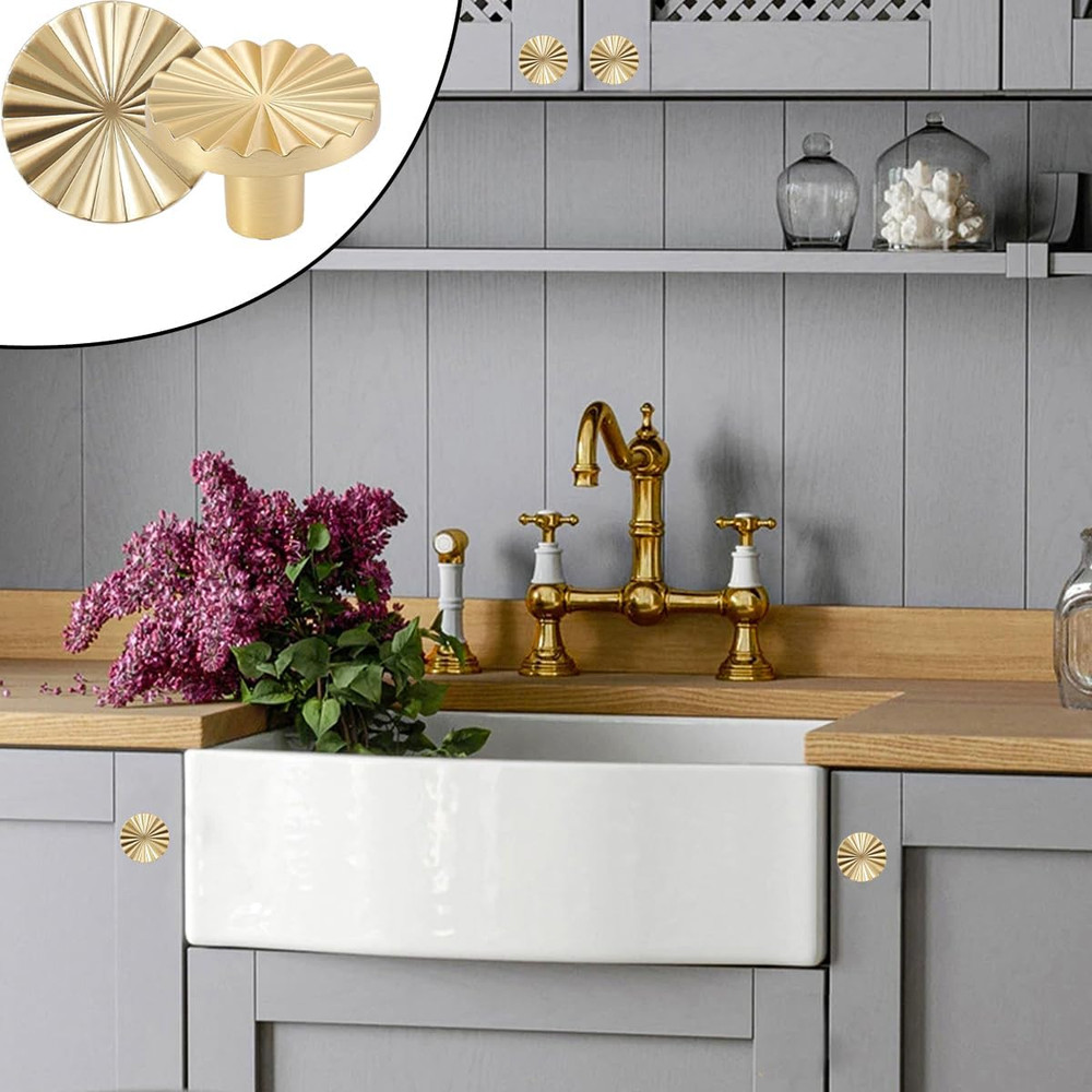 12 PCS Gold Cabinet knobs Round Gold Cabinet Knobs Kitchen Cabinet Pulls Round K