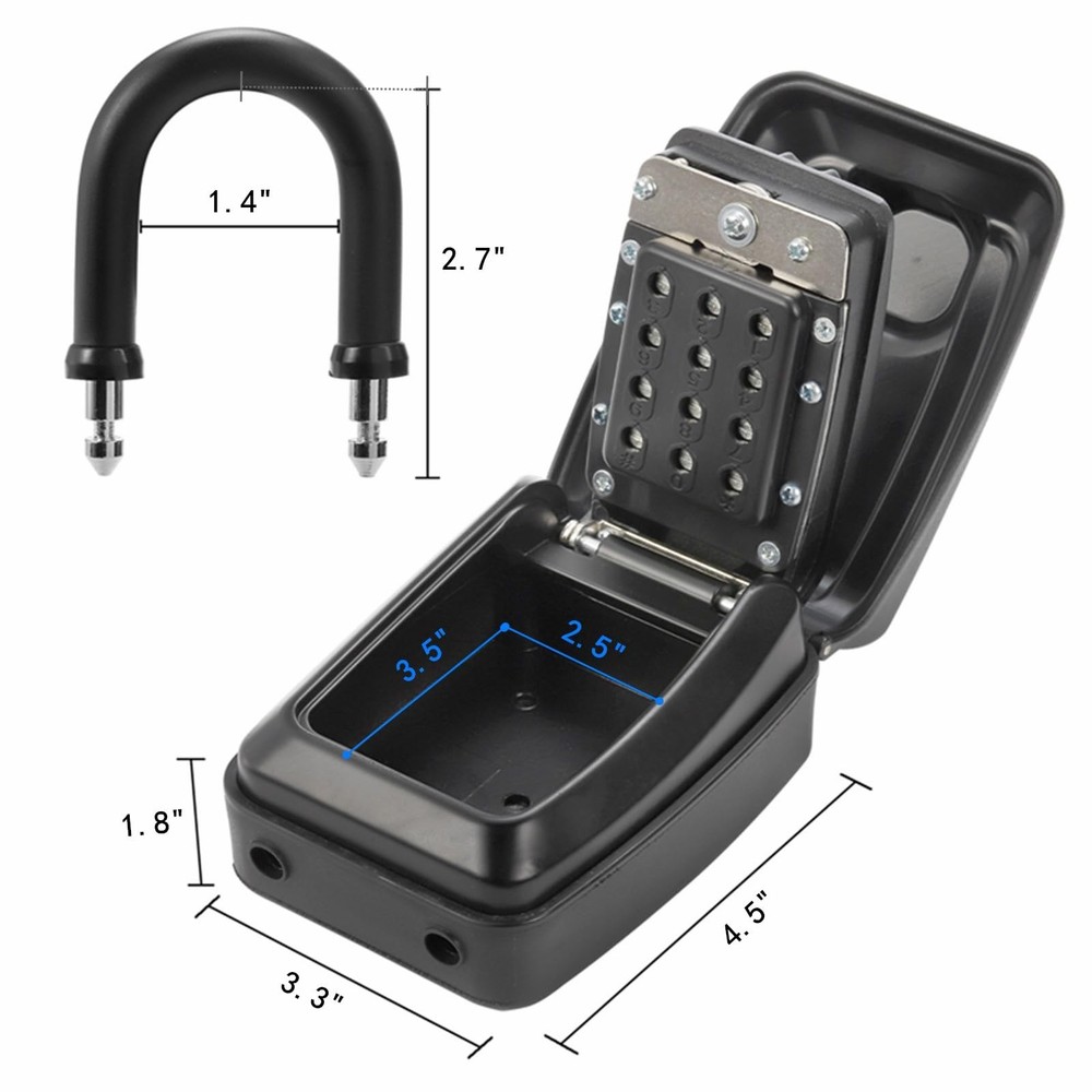 Key Lock Box for Outside, Waterproof Key Lockbox with 12-Digit Push Button Co...