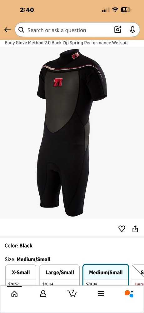 Body Glove Method 2.0 Back Zip Spring Performance Wetsuit Size Men S