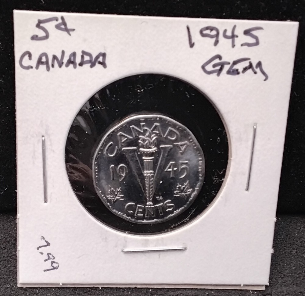 1945 CANADA FIVE CENTS - GEM  - PC69