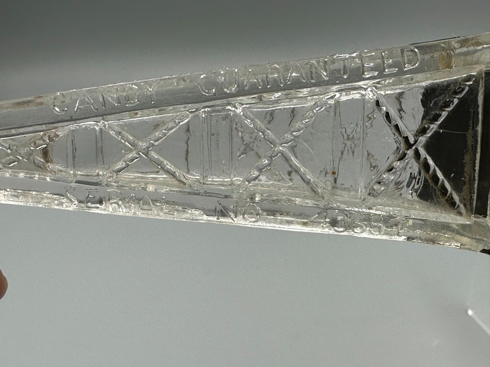 c 1915 WINDMILL Eagle Moon CANDY GUARANTEED Antique GLASS CONTAINER E&A 840