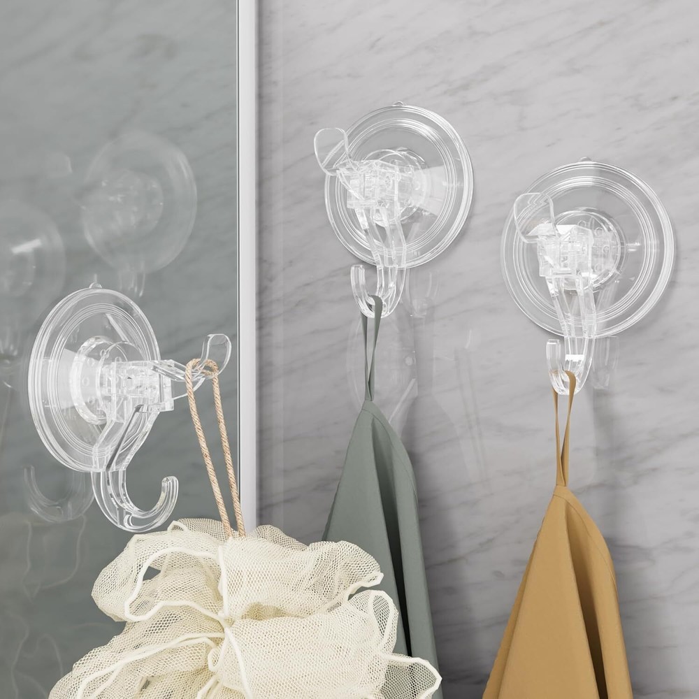 Antimbee 3 Pack Suction Cup Hooks, Clear 3 Pack, Transparent