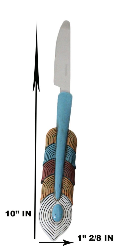Southwest Chic Indian Turquoise Feather Flatware 1 Spoon Teaspoon Fork Knife Set