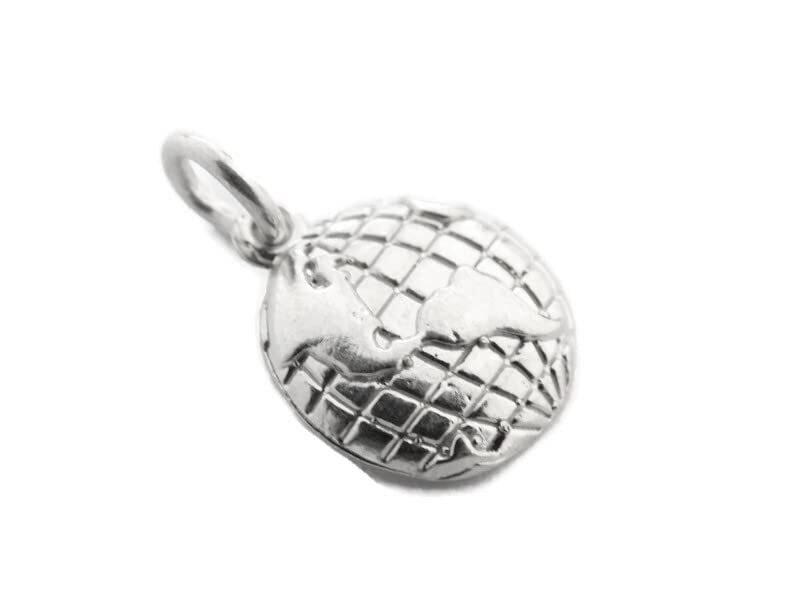 World Globe Charm Pendant .925 Sterling Silver