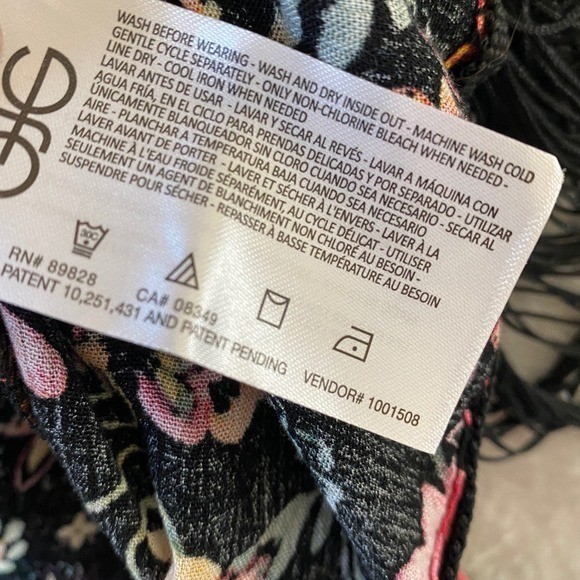 Jessica Simpson Julia Fringe Fairy Whimsigoth Kimono Women S/M Black Floral Boho