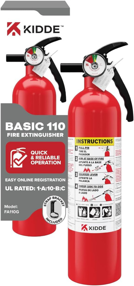 FA110 Multi Purpose Fire Extinguisher 1A10BC, 1 Pack, Red