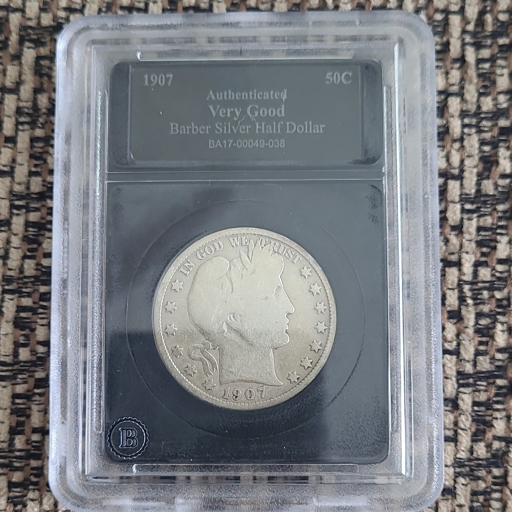 1907 Barber Silver Half Dollar Very Good Silver Bradford Exchange Certified