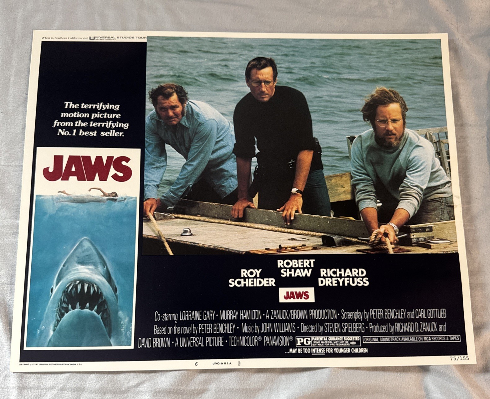 JAWS Original 1975 Movie Deluxe Lobby Cards Near Set 7 Of 8 11x14 + Promo Packet