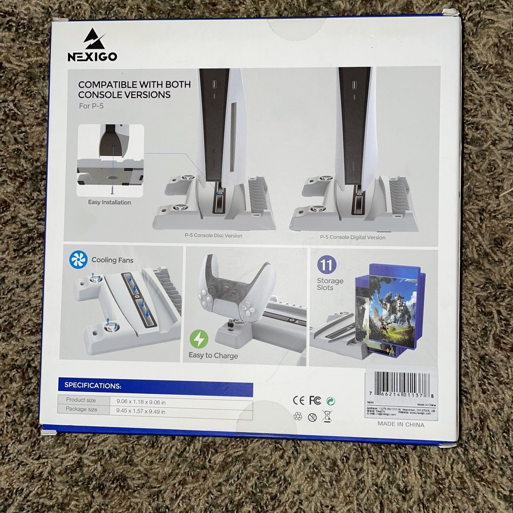 NexiGo Playstation 5 Vertical Stand with Cooling Station Controller