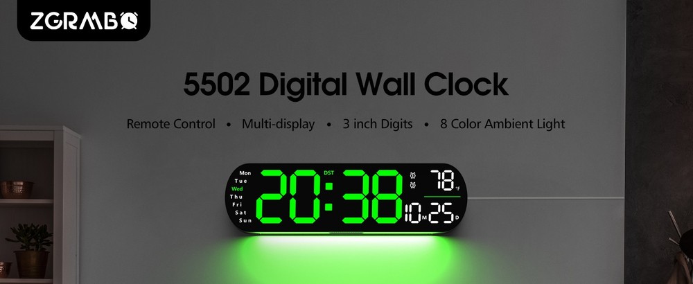 Digital Wall Clo, Lar Display Digital Clo with Remote Control