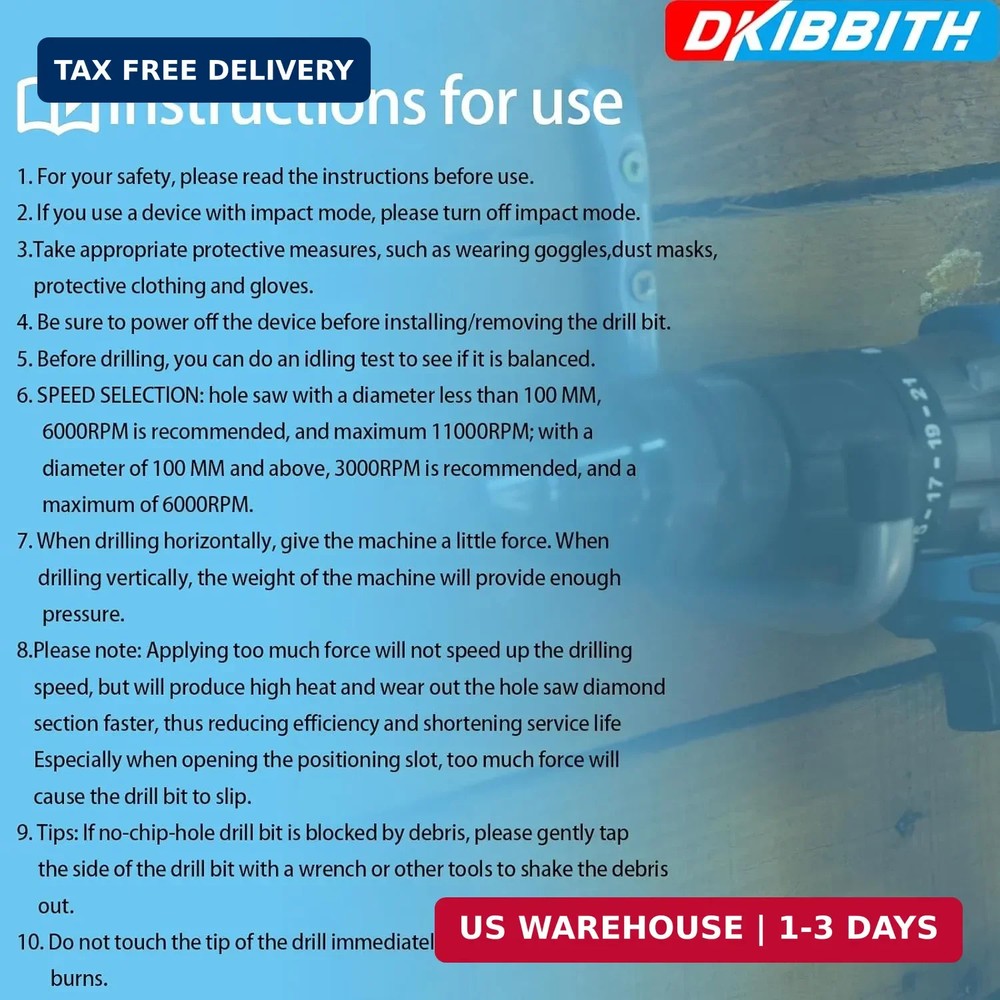 DKIBBITH 7 Pack Dry Diamond Drill Bits & Tile Drill Bits Set for Ceramic, Porcel