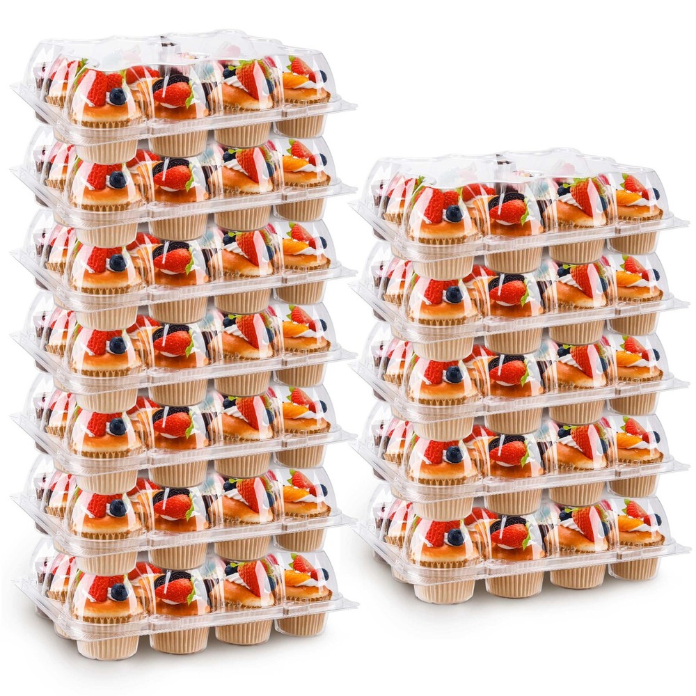 12 Count Cupcake Containers 12 Pack Cupcake Holders with Detachable Tall Dome...