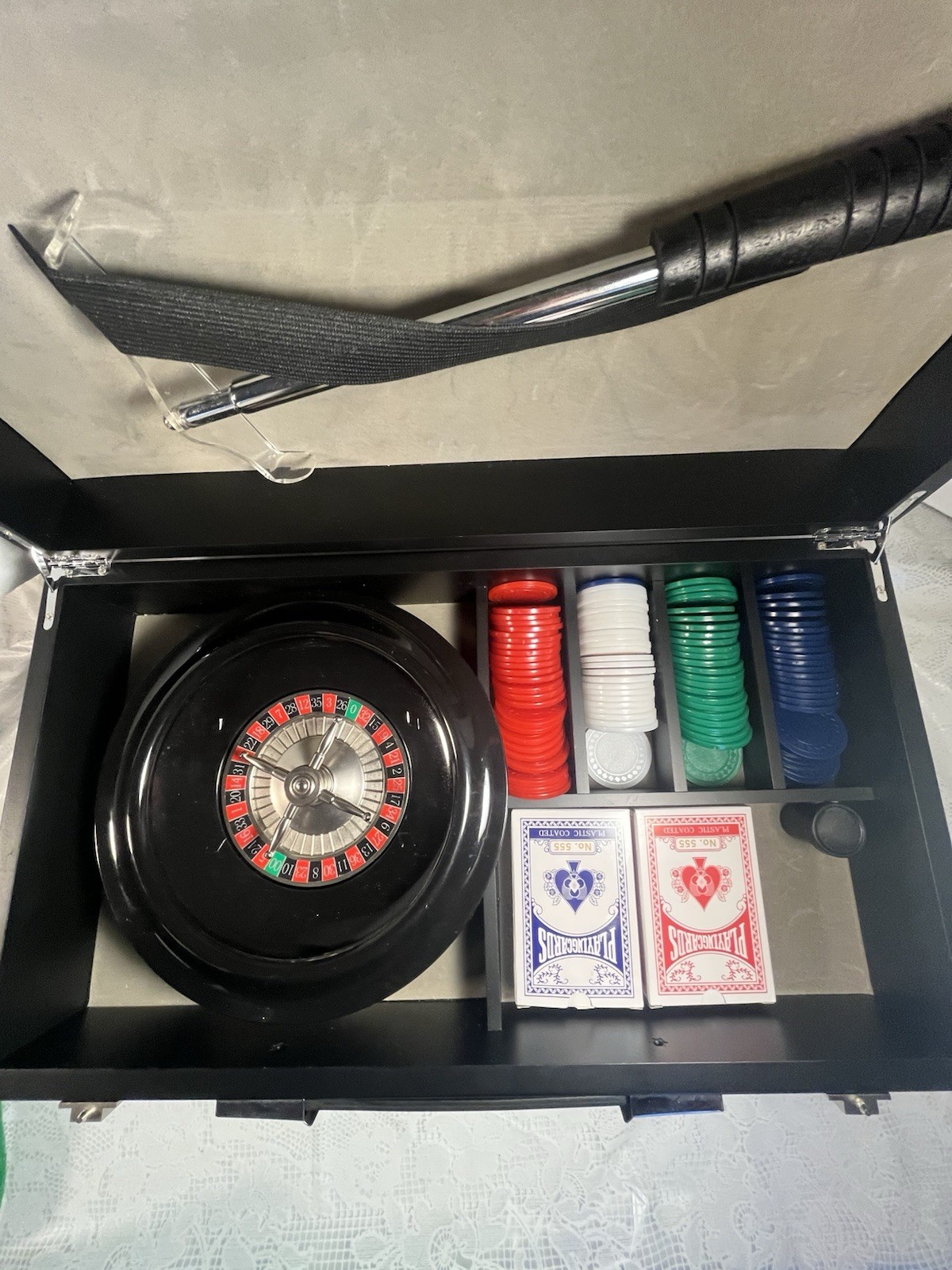 Roulette Casino Game Set w/ Wheel, Felt Layout, Chips & Cards Tabletop Gambling