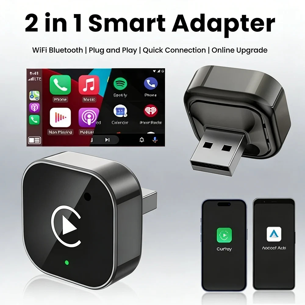 Wireless CarPlay Adapter for Apple iPhone & Android Auto USB Adapter Plug & Play