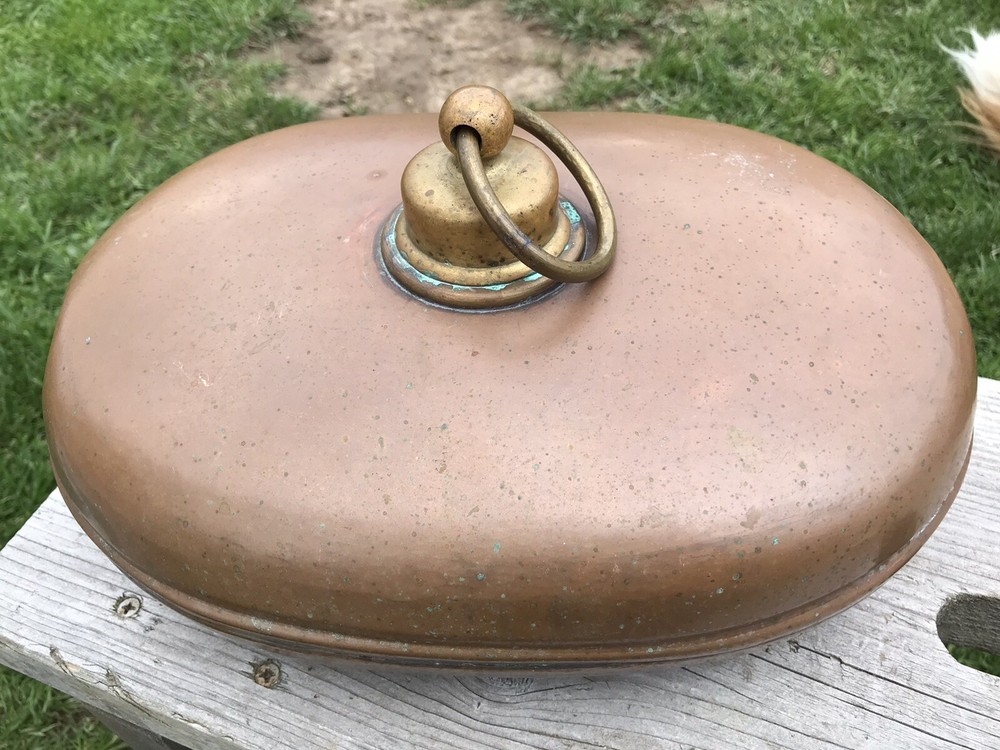 Antique Copper Bed Warmer Country Rustic Primitive