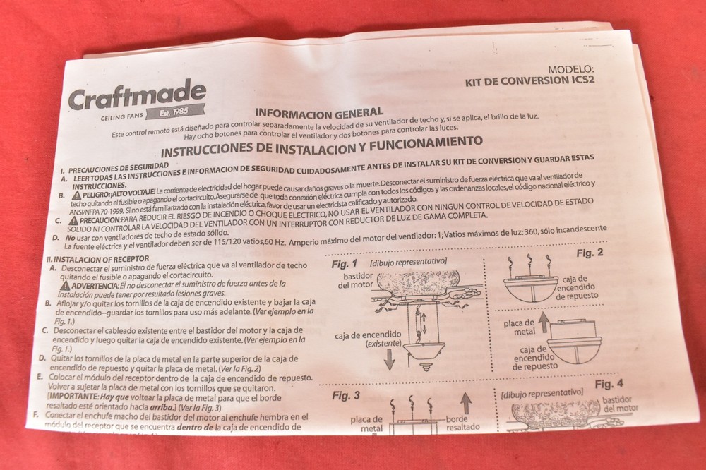 Craftmade Toscana ICS Wall & Remote Control System Conversion Kit (TO-ICS2-PR)