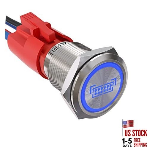 Led Light Bar Push Button Switch ON Off SPST Sliver Shell-Blue LED LIGHT BAR