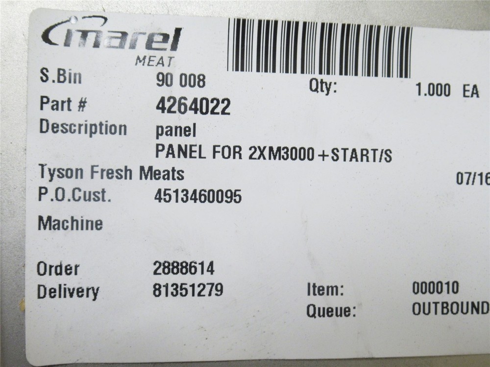 237698 Old-Stock; Marel 4264022 Start/Stop Panel; M3000; SS Frame