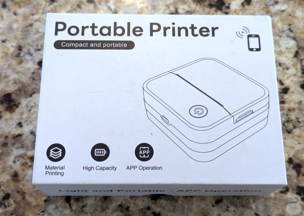 Portable Printer Lightweight Label Maker LOPEVI Sky Blue Bluetooth with App