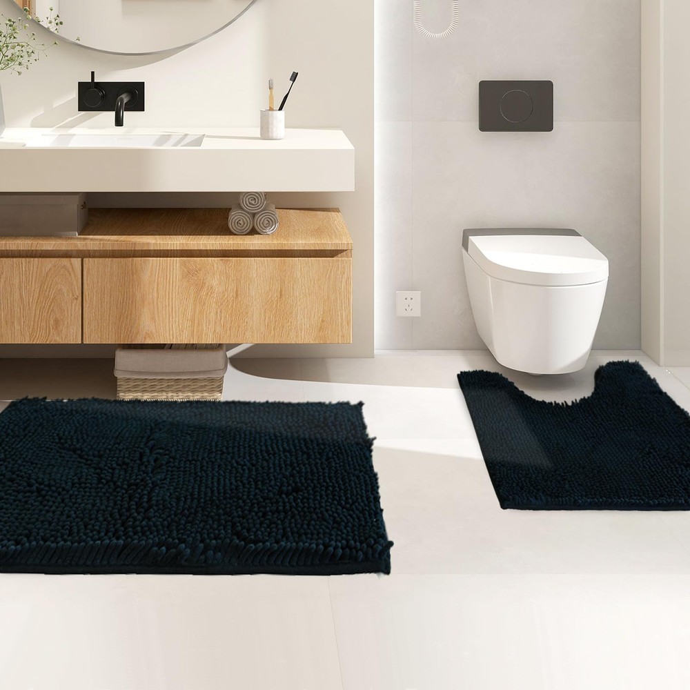 Bathroom Rugs Sets 2 Piece,Super Absorbent Soft,Thick,Machine Washable Chenil...