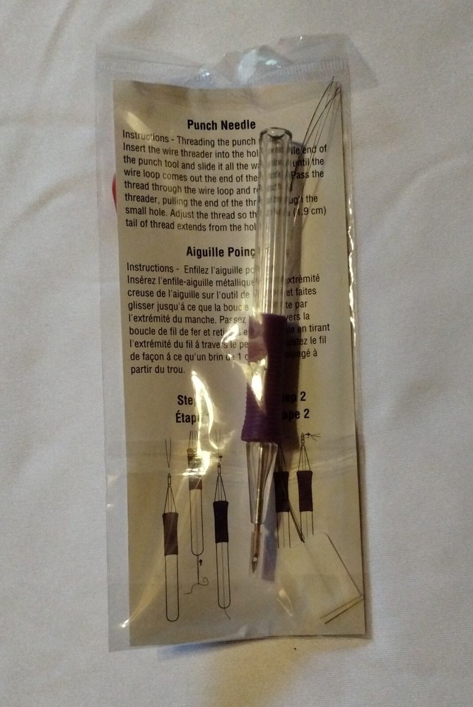 Purple Punch Needle Tool and Threader, Loops and Threads
