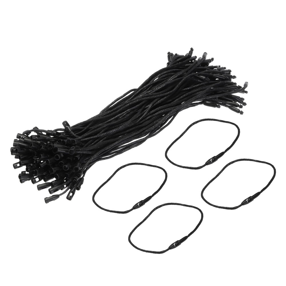 Polyester Rope Hang Tag String Snap Lock 190mm,1.5mm 100 Pcs,Black