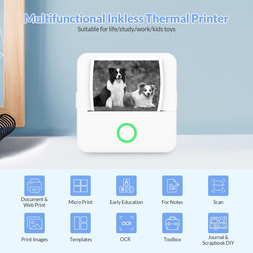 mafiti Portable Thermal Pocket Printer Inkless small pocket printer, 1Printer