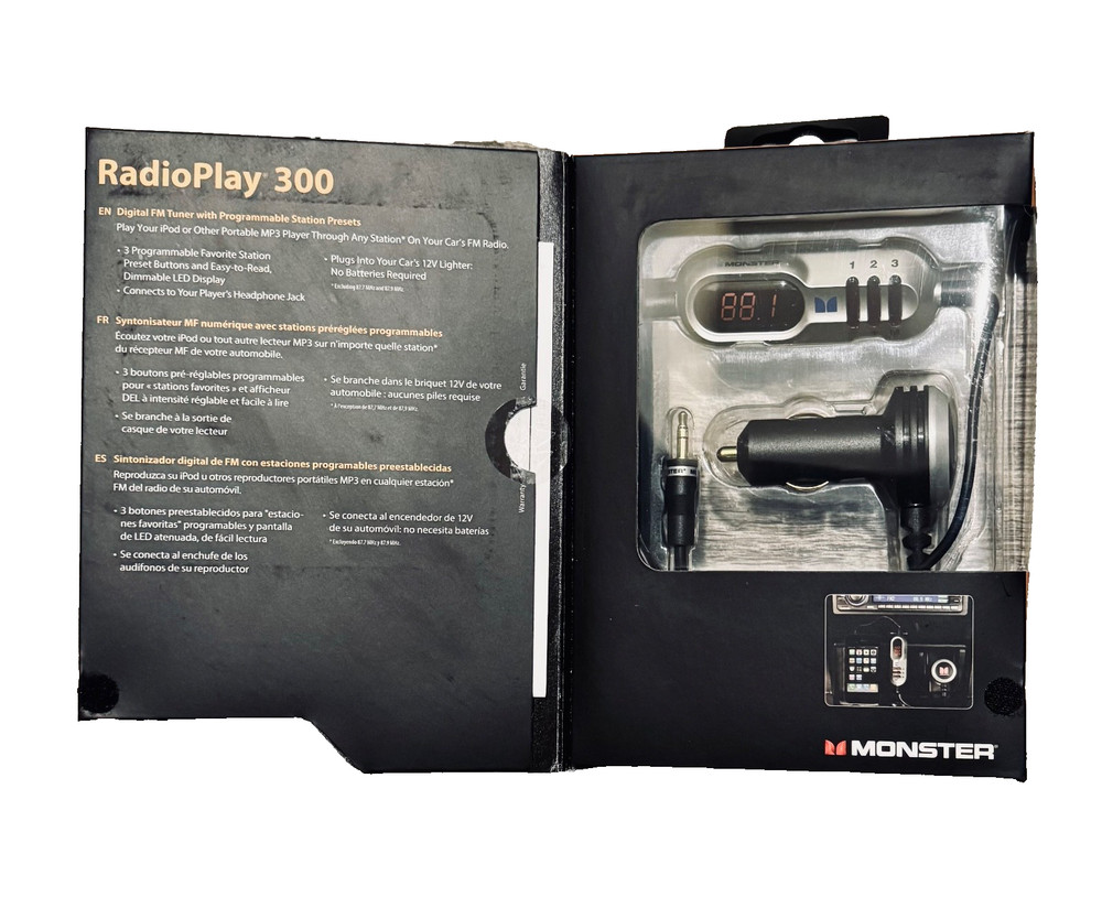 Monster Mobile Portable Audio Radio Play 300 Wireless Car Stereo FM Transmitter