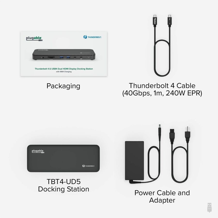 Plugable TBT4-UD5 Thunderbolt 4 Dock 100W Charging