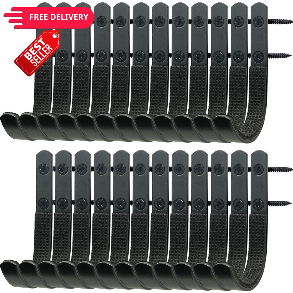 Oleitodh 24 Pack Gun Rack Wall Mount Hooks Bulk, Horizontal Racks Black