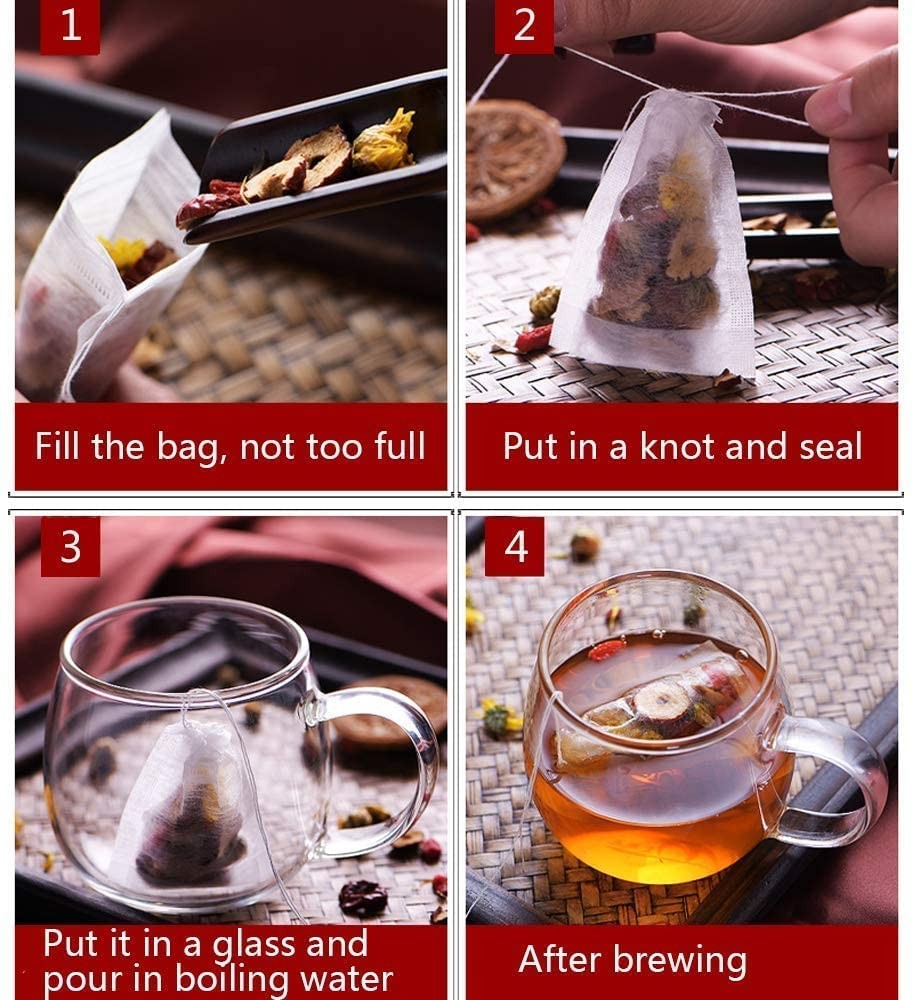 400pcs Biodegradable Drawstring Tea Bags for Loose Leaf, Corn Fiber Filter