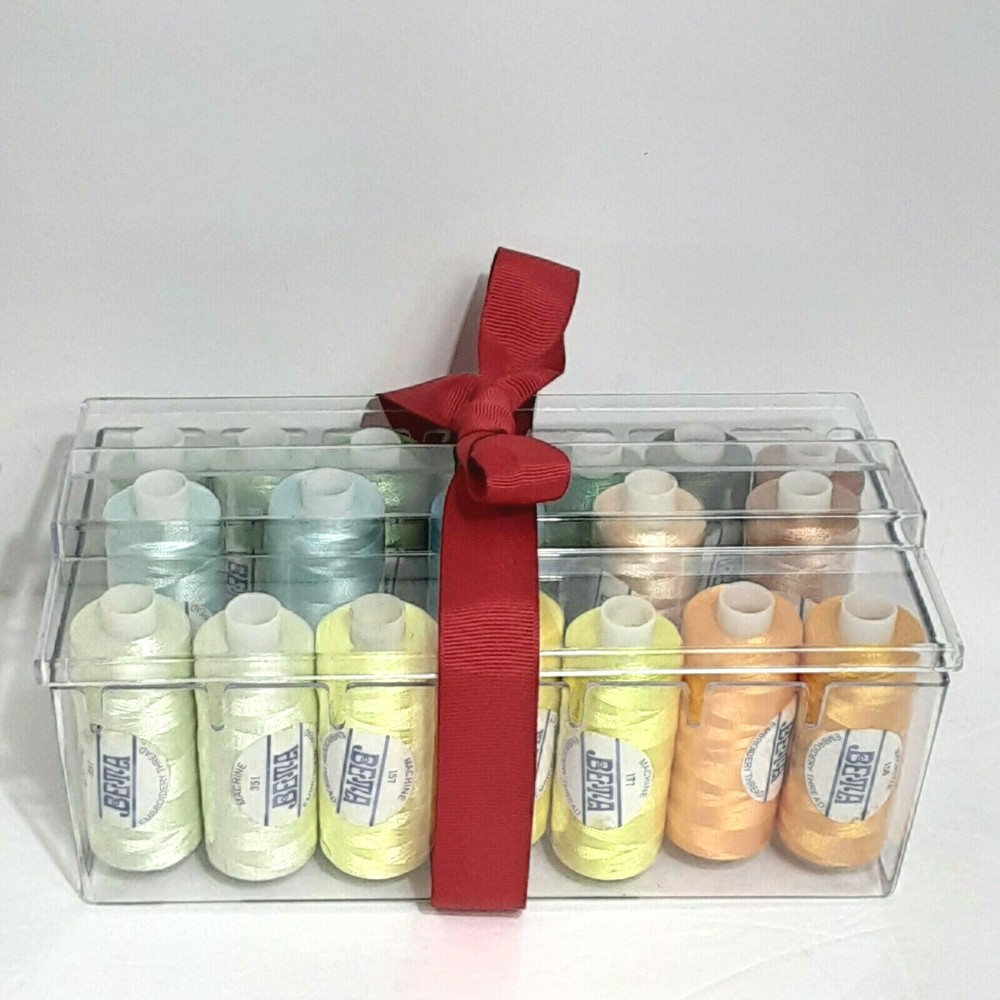 19 Beta Machine Embroidery Polyester Thread Multi Color w/ Case Thread Holder