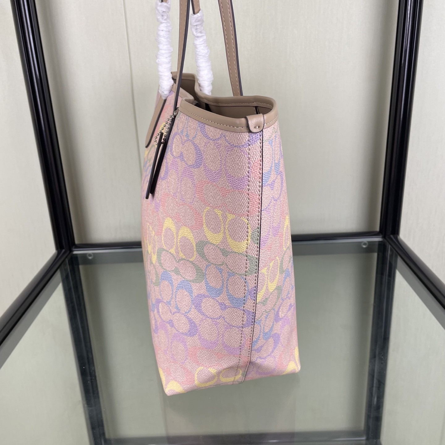 COACH City Tote Bag In Rainbow Signature Canvas CDA93 Sand Multi NEW #NEKO