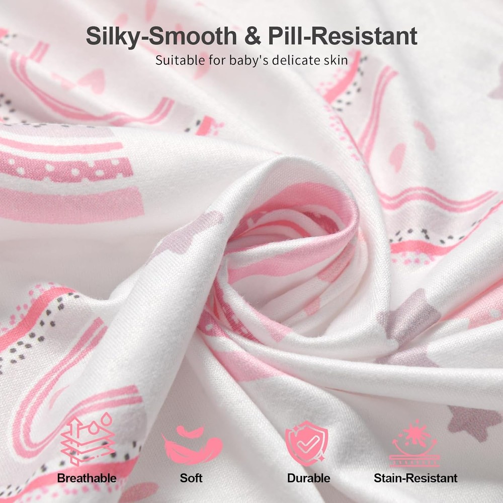 Microfiber Crib Sheet 2pk Pink Rainbow 28x52