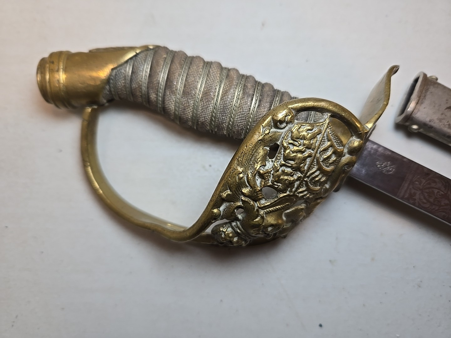 WWI M1889 German Wurttemberg Kinder Sabel Sword w/Scabbard - Etched - Kirschbaum