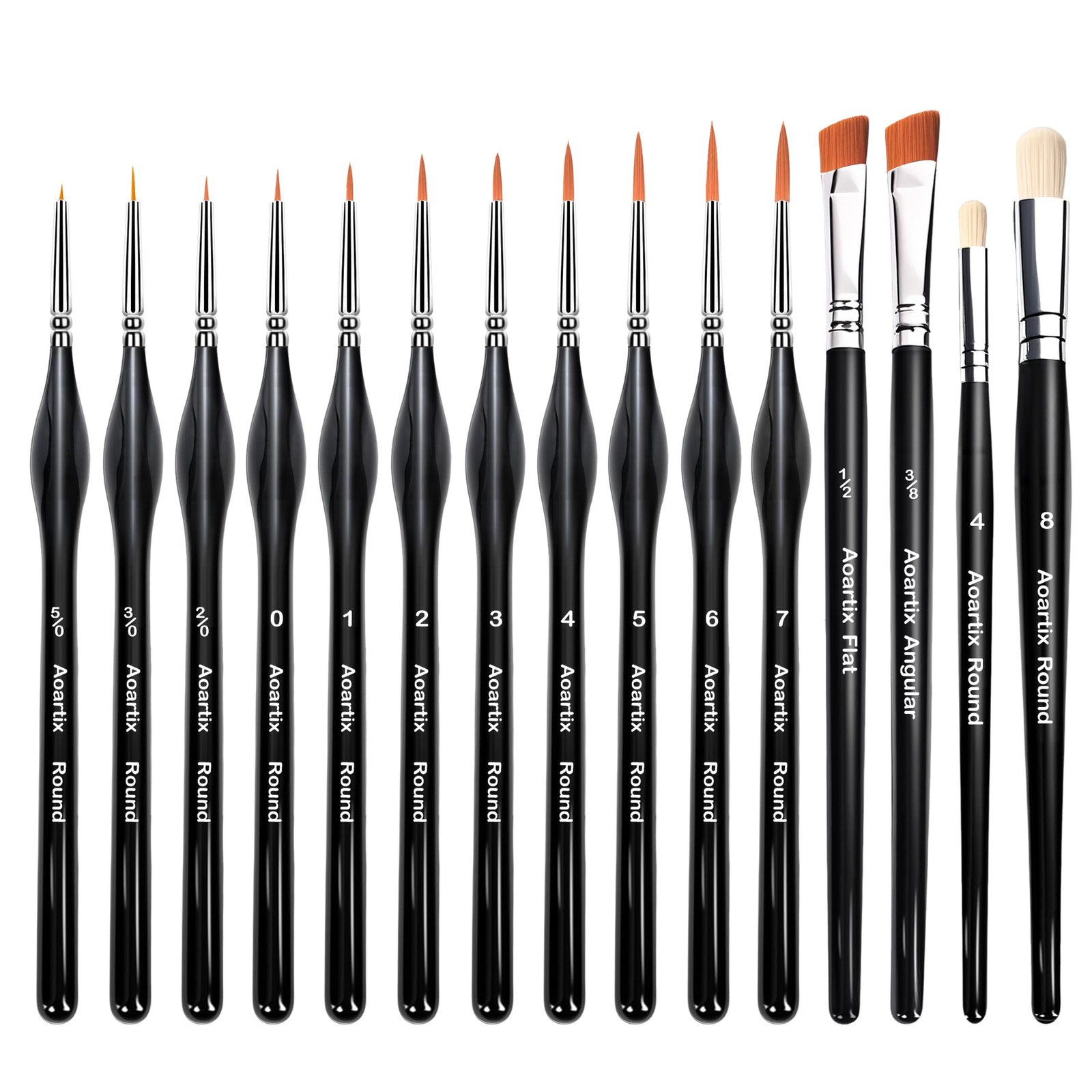 Miniature Brush Dry Brushes, Aoartix 15 Pcs Model Set for 15, Black