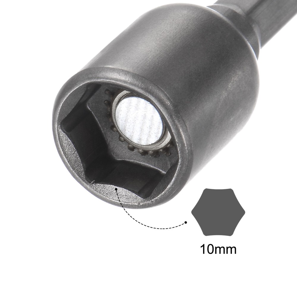 5 PCS 10mm Magnetic Nut Setter Drill Bits 1/4" Quick-Change Nut Driver Bit